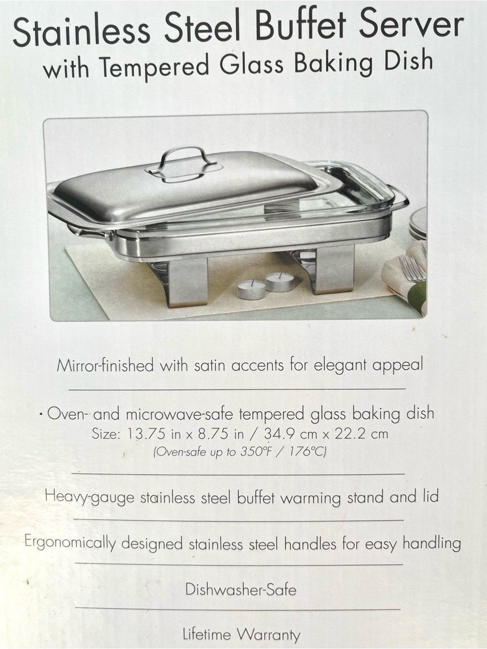 Tramontina Gourmet Stainless Steel Buffet Server with Glass Baking Dish - Silver - Picture 8 of 8